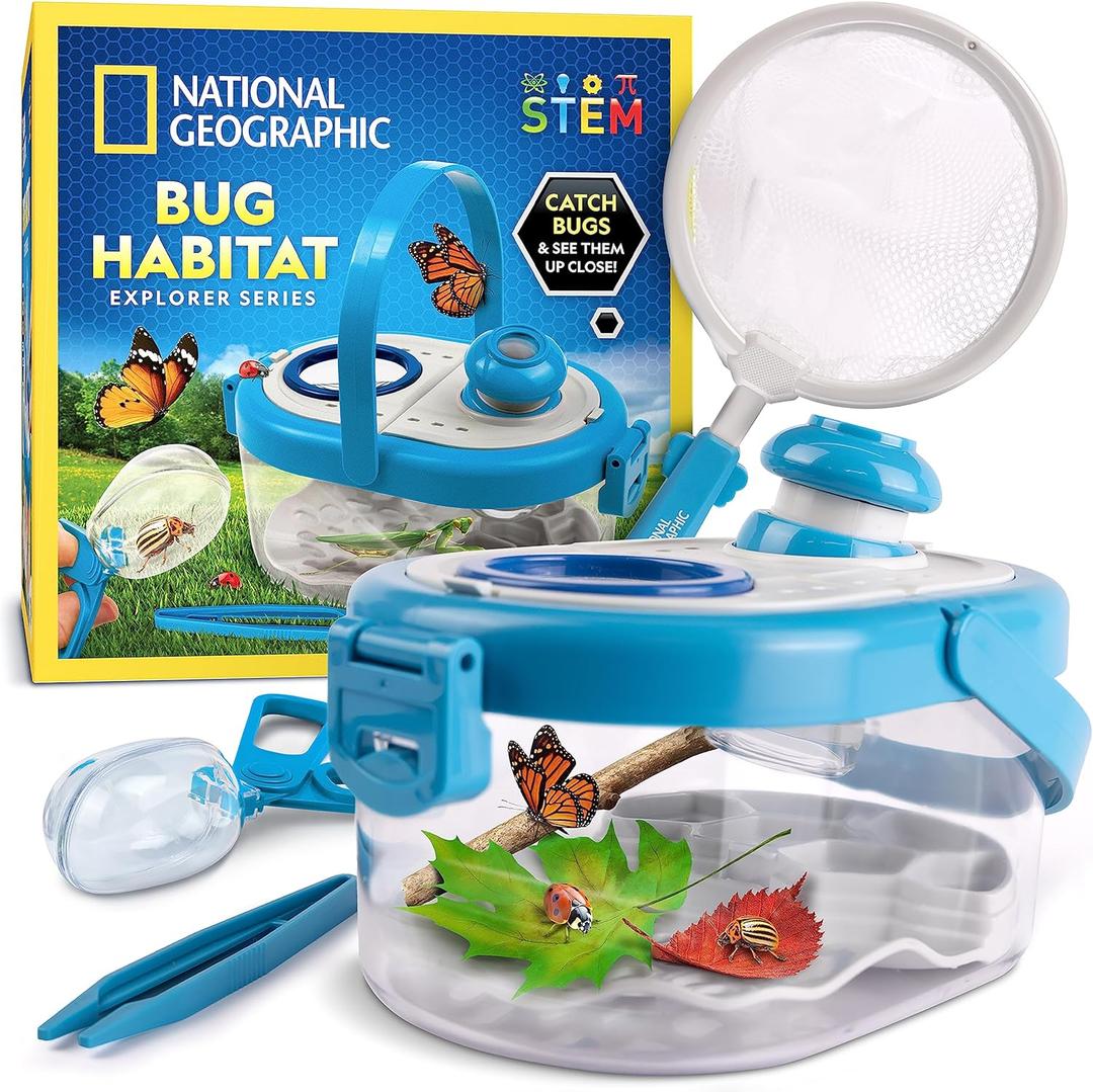 NATIONAL GEOGRAPHIC Bug Catcher Kit for Kids - Kids Bug Habitat with Magnified Viewer, Bug Catcher, Tweezers & Learning Guide, Insect Habitat, Outdoor Toys, Kids Bug Catching Kit, Bug Cage, Bug Box (One Size)
