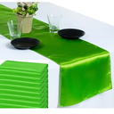 MDS 10 PCS Satin Table Runners 12 x 108 Inch Charmeuse Sateen Silk Table Runner for Indoor Outdoor Wedding Reception Birthday Graduation Party Event Banquet Dining Table Decoration - Parrot Green