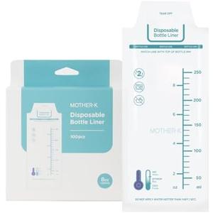 MOTHER-K Disposable Baby Bottle Liner, Must-Have Baby Travel Essentials, BPA Free (8oz, 100pcs)
