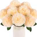 Hananona 12 Pcs Artificial Chrysanthemums Flowers Ball Flowers, Fake Mums Silk Plants for Home Decor Indoor Floral Arrangement Table Centerpiece (12, Champagne)