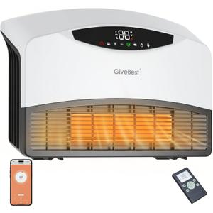 GiveBest Electric Wall Heater with WiFi and Remote Control, Floor or Wall Mounted Heater, Large Room Coverage, 3 Heating Modes, 1500W Fast Heating Space with Thermostat for Indoor Room Use, White