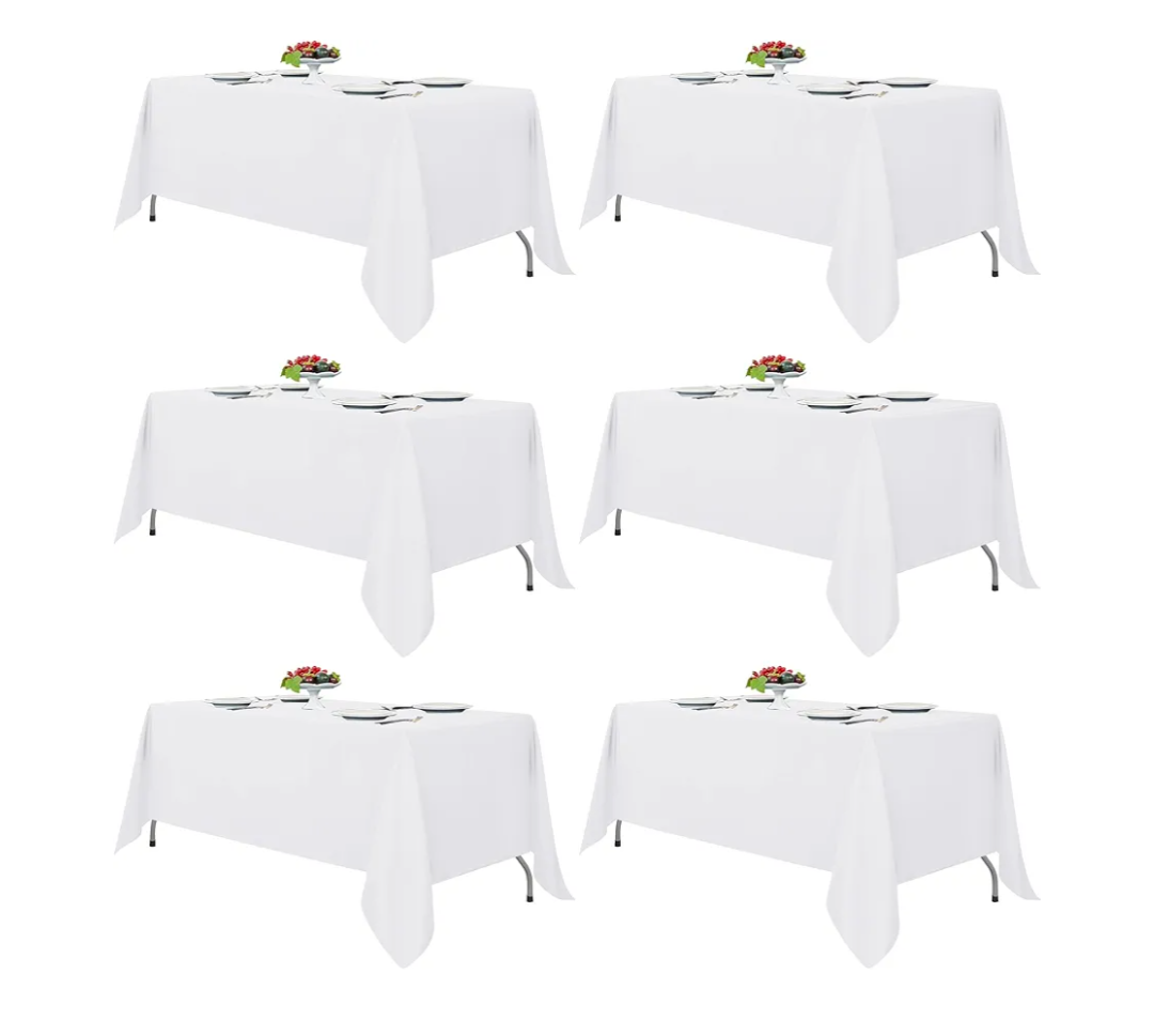 Fitable 6 Pack White Round Tablecloths - 120 Inches in Diameter - Stain Resistant and Washable Table Clothes, Polyester Fabric Table Covers for Wedding, Party, Banquet, Formal Events