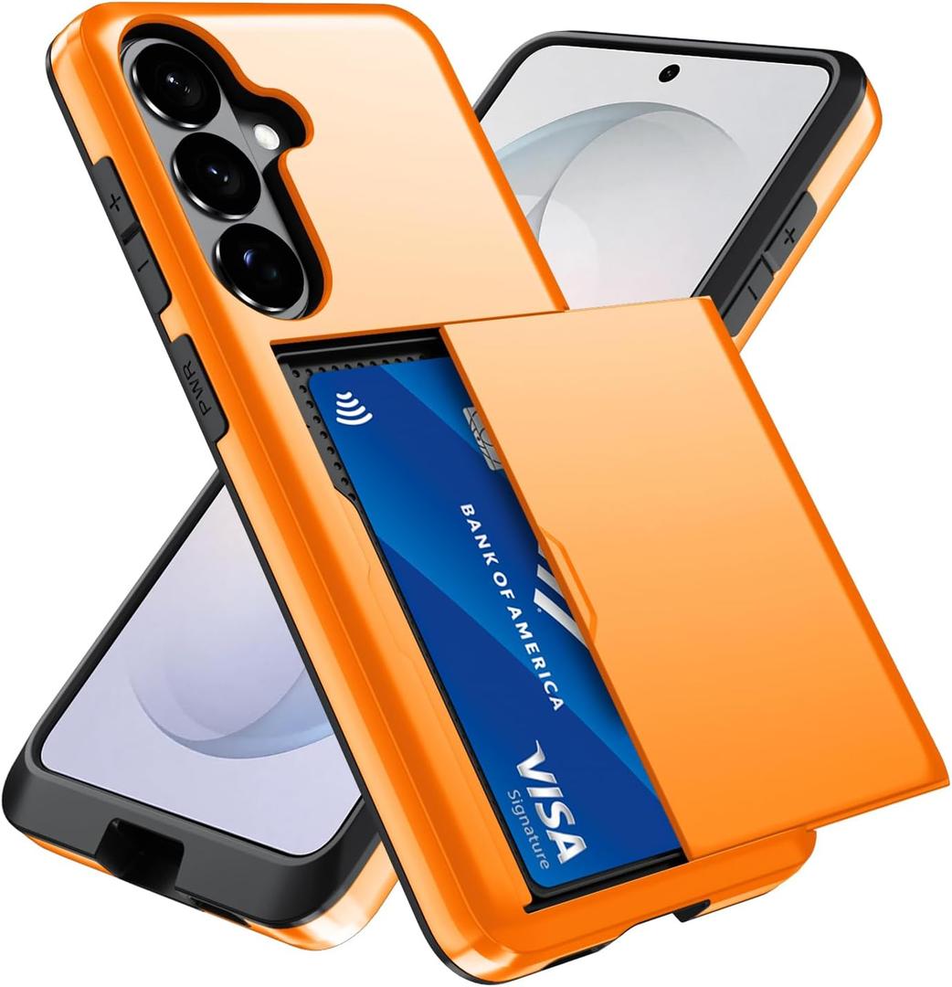 Qinmay Compatible with Samsung Galaxy S26+ / S26 Plus Case Wallet,Built-in Card Holder,Dual Layer Shockproof Hidden Card Slot Slim Wallet Phone case for Galaxy S26 Plus 6.7"Orange