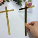 12pcs Cross Cake Charm, Slim Acrylic Christening Baptism Confirmation Decoration (8'', Gold Mirror)