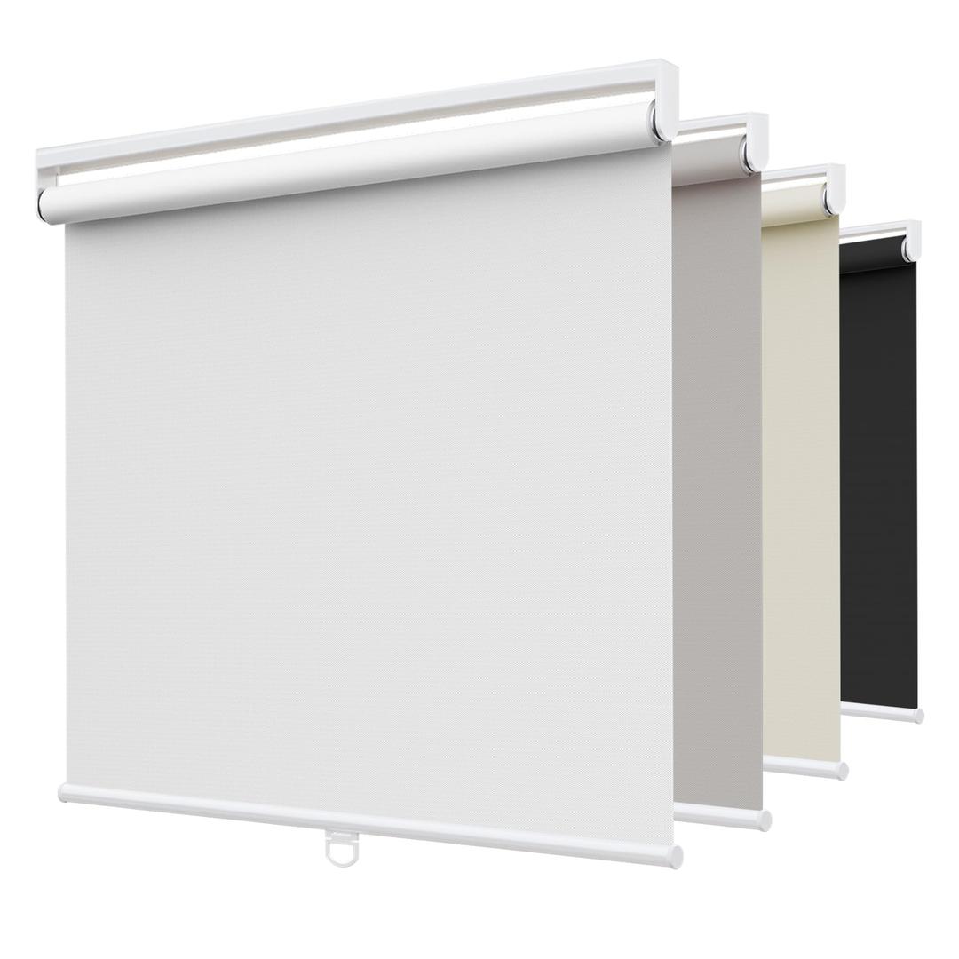 SUNFREE Cordless Blackout Roller Shades, 30"W x 72"H White Blinds for Windows & Front Door, Spring System Pull Down Shades UV Protection for Room Darkening, Child Safety Privacy for Bedroom, Bathroom