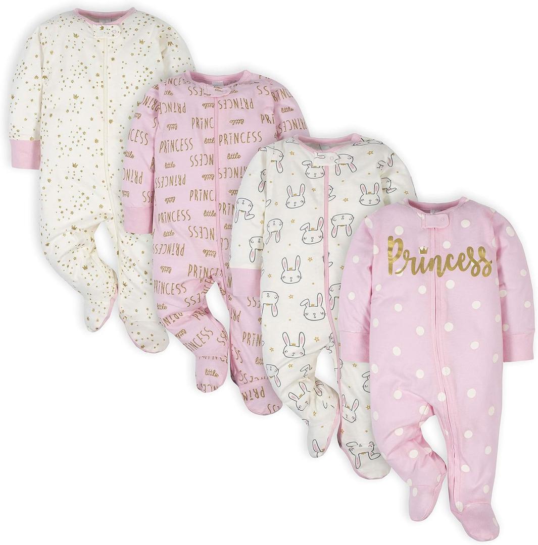 Gerber Baby-Girls 4 Pack Sleep 'N Play Footie (3-6 Months)