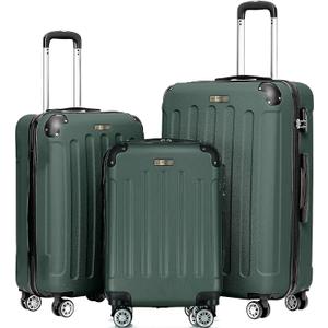ANTHONY JACKSON 3 Piece ABS Luggage Set – Lightweight Suitcases with Spinner Wheels – 3 Different Sizes – TSA Lock – Hard Shell Travel Luggage for Men & Women (Dark Khaki, 3 Of Set)