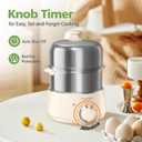 Hard Boiled Egg Cooker - CACHOO 14-Egg Rapid Stainless Steel Egg Boiler with 30-Min Timer & Auto Shut Off, Compact Electric Vegetable Steamer for Cooking, Dishwasher Safe, Beige