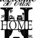 2 x BrightRow Welcome to Our Home Metal Wall Decor Black Metal Home Sign Wall Art Decoration for Modern Farmhouse Livingroom Bedroom Kitchen Porch Entry Door Hanging Decorations