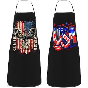 Dumoldpa USA American Flag Aprons Mens Aprons Funny Cooking Kitchen Aprons for Women Fathers Day Gift His Hers Gifts Couple Gifts for Wedding Cool Bridal Shower Engagement Anniversary