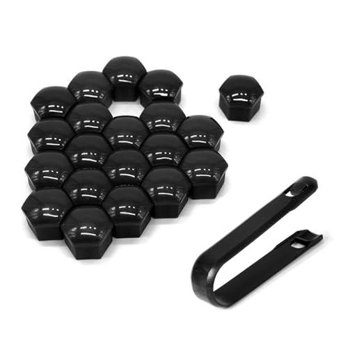 QKYS 20PCS Lug Nut Covers, Rust-Proof Black Hex LugNut Covers with Removal Tool, Wheel Nuts Caps for Wheel Bolts Protection and Decoration, Wheel Bolts Accessories for Cars SUVs (21mm)