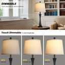 Rinweey 27.5" Table Lamps Set of 2, Touch Bedside Lamps with USB C+A Ports, 3 Way Dimmable Nightstand Lamps for Bedroom, Living Room, Office, Black Lamp with Beige Lampshade, Bulbs Included