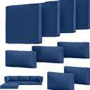 9Pcs Outdoor Chair Cushions Covers Waterproof Anti-Fading for 5 Pack Patio Set Cushion Slipcovers, Outdoor Furniture Cover Replacement, Covers Only, Blue