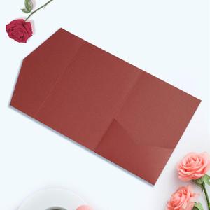 25 Pieces A7 Pocket Invitations (5.12 x 7.09) Trifold Wedding Invitation Cards for 5x7 Invites Wedding Bridal Shower Engagement Birthday Sweet 16 (Pearl Burgundy) (Pearl Burgundy)