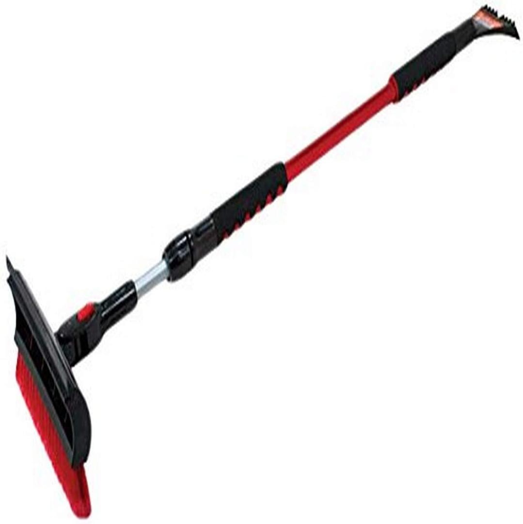 Emsco 1721 Bigfoot Telescoping Snowbroom and Ice Scraper-One Touch Pivoting Head and Enhanced Foam Grip Snow Brush, 60-Inch