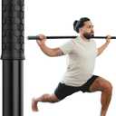 5ft Yoga Stick Made from Natural Bamboo - Stretching Stick for Mobility, Balance, Pilates & Physical Therapy - Exercise Stick with Non-Slip Ends - Includes 20+ Video Tutorials (Abyss Black)