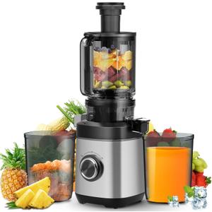 Juicer Machines, Cold Press Juicer for Whole Fruit and Vegetable, Masticating Juicers, High Juice Yield, Juice Extractor Machine, BPA Free (Grey)