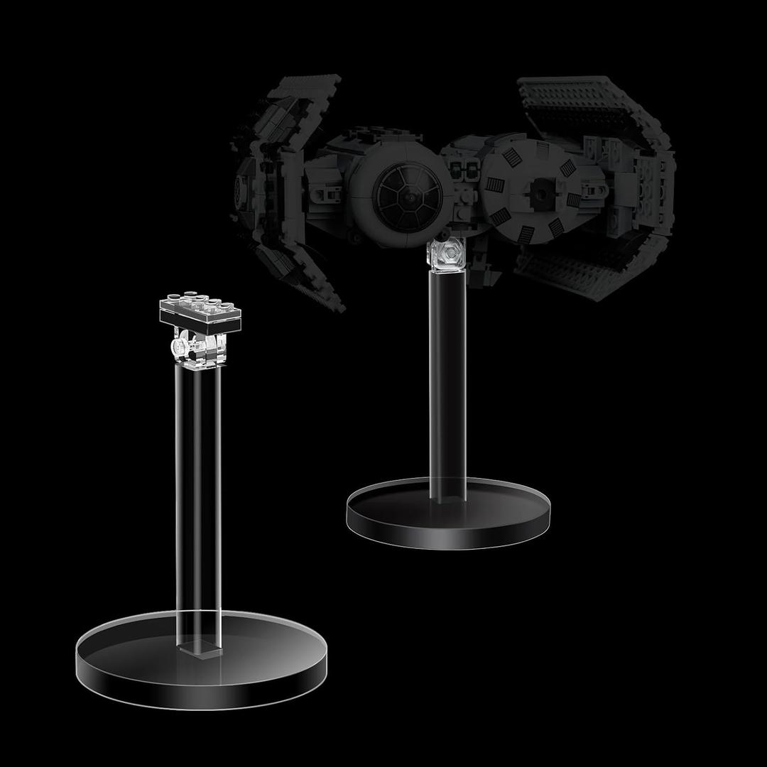 NAOCARD Acrylic Display Stand for Lego 75399 Rebel U-Wing Starfighter Building Set, Transparent Rotating Acrylic Riser Compatible with TIE Bomber 75347, TIE Fighter & X-Wing 7539