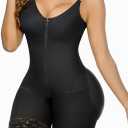 YIANNA Fajas Colombianas Moldeadoras Postpartum Shapewear for Women Tummy Control Butt Lifter Body Shaper with Zipper Crotch (Black, XL)