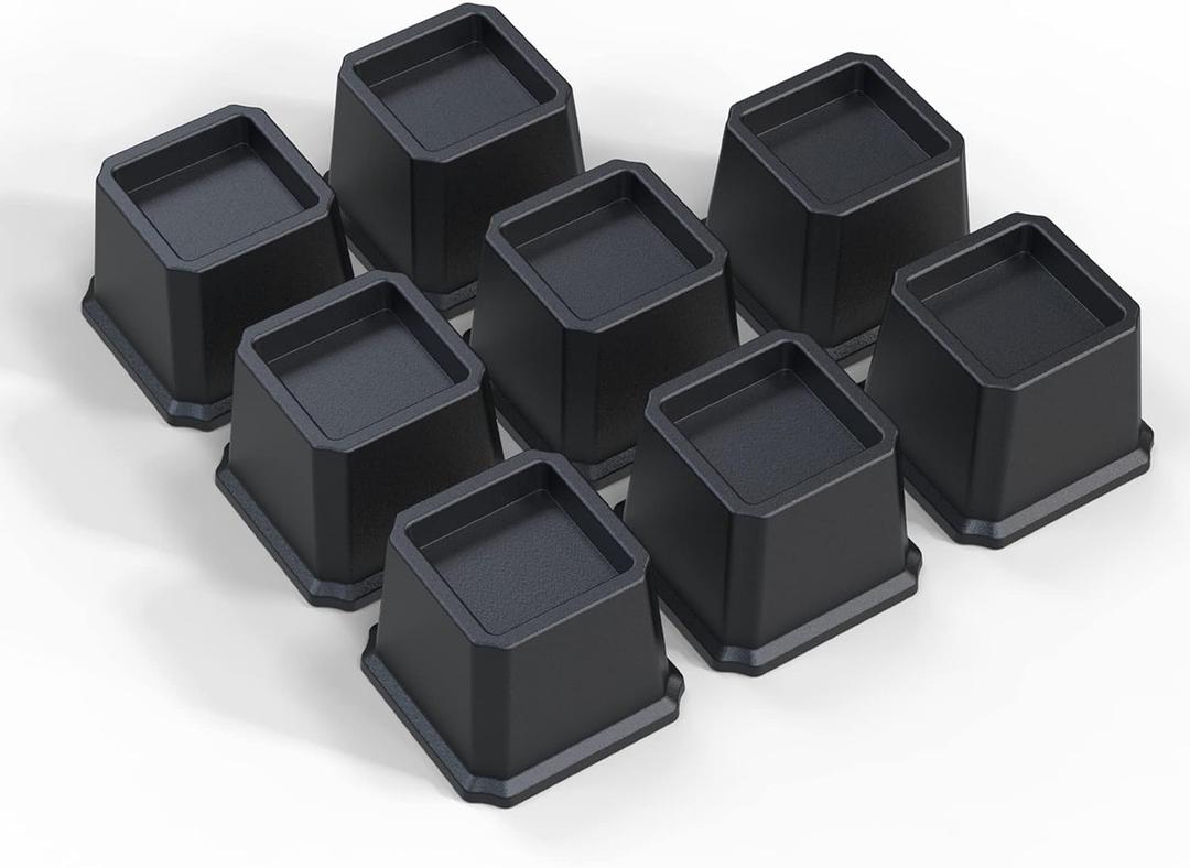 Bed Risers 3 Inch Heavy Duty, Furniture Risers for Bed Frame, Couch, Desk, Chair, Lifts Up to 1,500 lb, Set of 8, Black (3 Inch(Basic), Black(8 Pack))