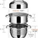 VENTION 3 Tier Steamer Pot Stainless Steel 13.4 Inch, Large Induction Steamer for Cooking Tamales 14.7 Qt, 34cm Steam Pot for Dumplings and Vegetables