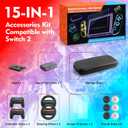 JoyHood 15 in 1 Accessories Kit Compatible with Switch2, Family Accessories Bundle for Switch2 with Storage Bag, Steering Wheel, Controller Grips, Screen Protector, Game Card Case