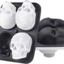 Skull Ice Cube MoldSkull Cake Pan Silicone Mold6-Cavity Silicone, or Halloween & Party Drinks (4 Cavity Large Mold)