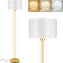 Gold Floor Lamps for Living Room Bedroom, Bright Modern Standing Lamp with White Lamp Shade, 59" Tall, Footswitch, Simple Reading Floor Lamps Corner Lamps for Office/Den/Kid Room(E26 Base, No Bulb)