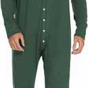 Ekouaer Men's One Piece Pajama Thermal Full Button Union Suit Long Sleeve Onesie with Button Flap S-XXL (Army Green)
