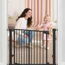 29-40Easy Walk Thru Baby Gate for Doorways&Stroller,Auto Close Dog Gate Indoor for Stair,No Drill Pressure Mounted Baby Gate with Large Walk-Through Door,Safety Gate for Children&Pets(Black)