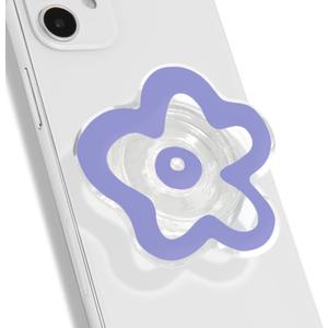 OnTheGrip Cute Transparent Daisy Flower Shape Design Mobile Phone Grip Compatible with Magsafe Multi Functional Collapsible Stand Holder for Smartphone Tablet Cell Phone Accessory (Violet)