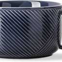 Ceramic Soup Bowl with Handle: 38 oz Microwave Safe Extra Large Mug for Oatmeal, Cereal, Breakfast, Meal Prep, Work Lunch, Dorm Living, Single Serve Dinner - 6 Inch, Navy
