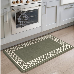 LEEVAN Anti Fatigue Kitchen Mats for Floor, 20" x 31" Olive Green Cushioned Kitchen Rugs,Non-Slip Waterproof Kitchen Sink Standing Mat Wipe Clean for Kitchen Floor