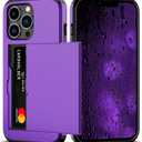 Nvollnoe for iPhone 13 Pro Case with Card Holder Heavy Duty Protective Dual Layer Shockproof Hidden Card Slot Slim Wallet Case for iPhone 13 Pro for Men&Women(Purple)