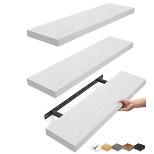 BAYKA White Floating Shelves for Wall, 22.5 inches Wall Mounted Rustic Wood Shelves for Bathroom, Bedroom, Living Room, Floating Shelves for Books/Storage/Decor (Set of 3)