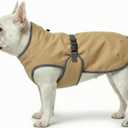 Dog Winter Vest with Fur-Safe Buckle (No Hook & Loop), Water-Repellent Fleece Lined Jacket, 360 Reflective, Leash Hole & Leg Straps, Adjustable for Hiking & Active Dogs (Brown, Small)