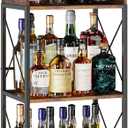KLM Liquor Bottle Display Shelf, Coffee Syrup Rack Organizer, 3 Step Countertop Wine Rack, Mini Bar, Retro Bar Shelf Stand for Whiskey, Spirits.(Brown)