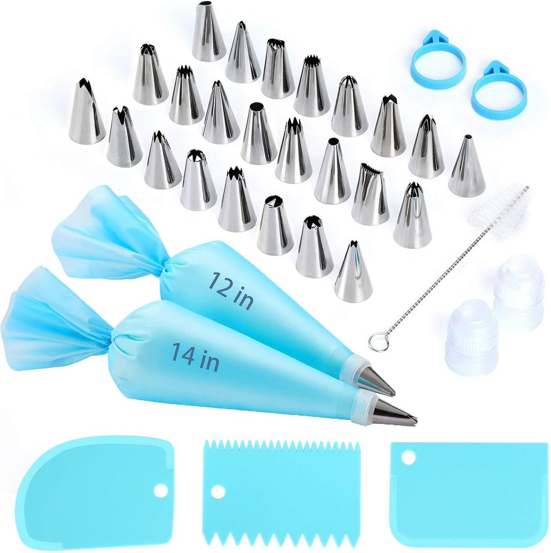 Piping Bags and Tips Set, Reusable Cake Decorating Kit