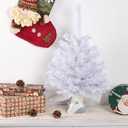 Small Christmas TreeMini Artificial Christmas Tree with Lights for Office,Desk,Indoor, Outdoor, Holiday Xmas Party Decoration, Easy Setup Green (White)