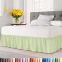 Wrap Around Dust Ruffle Bed Skirt - Light Sage - for Queen Size Beds w/ 15 Inch Drop - Easy Fit Elastic Strap - Adjustable Pleated Bedskirt w/Brushed Fabric - Wrinkle Free, Women, Men, Kids & Teens