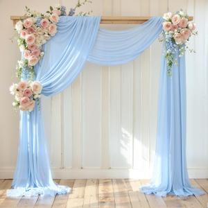 Wedding Arch Draping Fabric, 1 Panel 18FT Baby Blue Sheer Backdrop Curtain Chiffon Fabric Drapes Arbor Drapery Wedding Ceremony Reception Swag Decorations