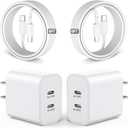 iPhone 17 16 15 Charger,USB C Charger Fast Charging,2Pack Dual Port Fast Wall Chargers Block with 6FT USB C Cable for iPhone 17 Pro Max/17 Pro/17/Air/16 Pro Max/16 Plus/16e/15/iPad Pro/Air/Mini/AirPod (White)