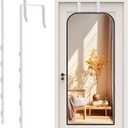 Over-The-Door Mirror Hanger, Adjustable Door Mirrors Hanger Set with Protective Lining, 2 Pcs Door Brackets Perfect Height and Fit (Mirror Not Included)-White