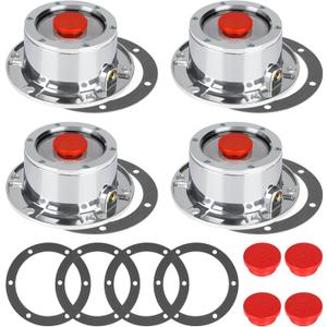 CheeMuii 343-4009 Trailer Hub Cap 4 PCS 3434009 Aluminum Hubcaps for Trailer Axle with Extra 4 PCS Rubber Plugs and Gaskets Replaces Stemco 343-4009