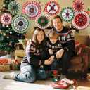 Outus 9 Pcs Ugly Sweater Christmas Hanging Decorations Ugly Sweater Paper Fans Xmas Hanging Paper Fans Candy Cane Ceiling Wall Decor for Christmas Party Classroom Birthday Party Decoration