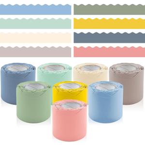 8 Rolls 262.4 Ft Bright Bulletin Board Borders Set - Decorations for Office, School Classroom Decor, Teachers & Home DIY - Posters & Birthday Parties - Board Trim Neutrals Color
