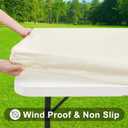 Smiry Rectangle Tablecloth, Elastic Fitted Flannel Backed Vinyl Tablecloths for 5ft Folding Tables, Waterproof Wipeable Table Covers for Indoor, Outdoor, Picnic and Camping (Beige, 36"x60")