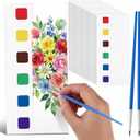 Harloon 100 Set Watercolor Paper Bookmarks with 6 Colors of Paint and 10 Brushes Color Your Own Bookmarks Christmas Watercolor Painting DIY Projects Gifts Tags