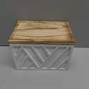 Tampon Holder for Bathroom Decor, Feminine Product Organizer with Lid, Shark Week Tampon Storage, Wood Pad and Tampon Organizer for Toilet Organizer, Bathroom Accessories Box for Girl Stuff (1Pcs-White)