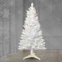 4 FT Prelit Artificial White Christmas Tree with Lights, Small Xmas Tree Decoration, Easy Assembly for Indoor and Outdoor, Pine Skinny Trees Warm Lightsm for Home, Office Party Dcor